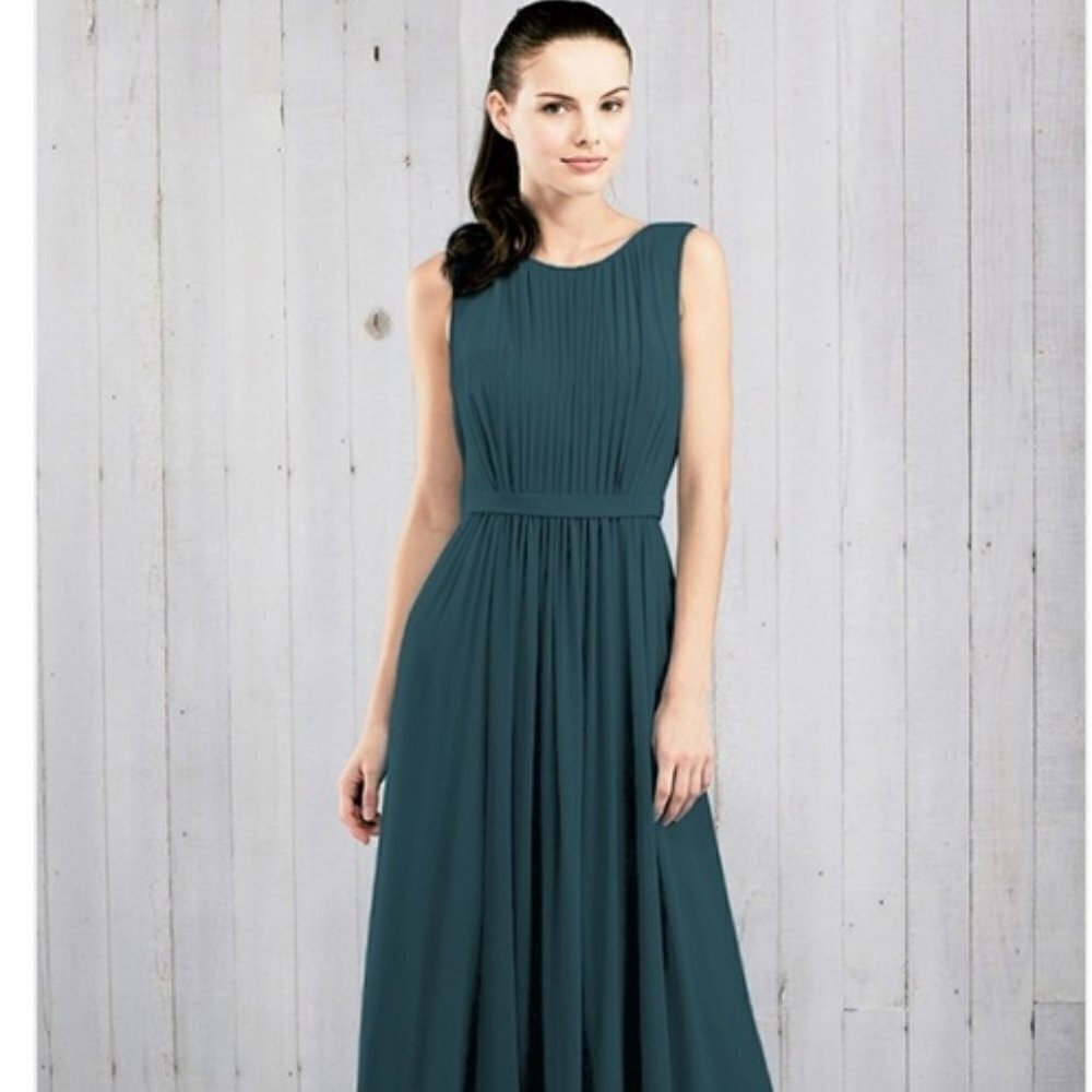 Jenny Yoo Vivienne Chiffon Corset Sleeveless Bridesmaid 8 Caspian Sea Dress